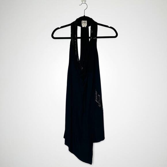 Haute Hippie Draped Jersey Link Tank Women's Black Size Large - Picture 2 of 6